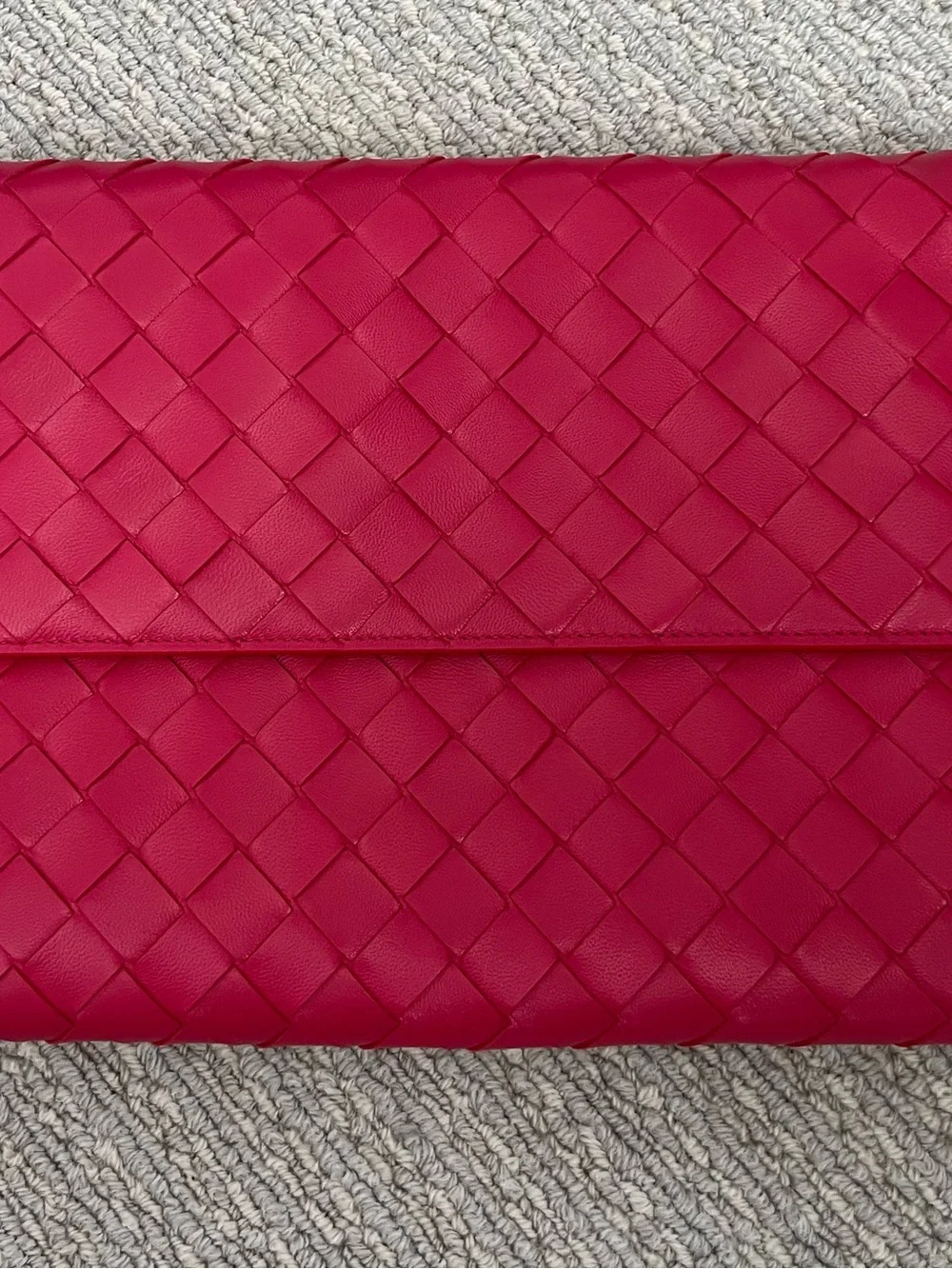 Bottega Veneta Fuchsia Intrecciato Leather Envelope Clutch